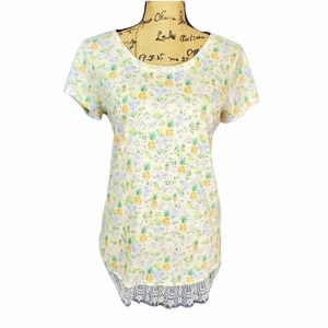 LC Lauren Conrad Women's Regular Pineapple Tie Back Tee Size Small Yellow New